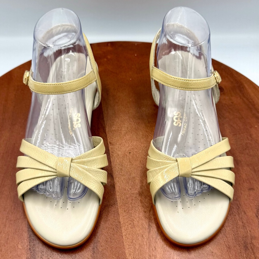 SAS Tripad Comfort Strappy Leather Sandals Pale Yellow Wedge‎ Womens 9 USA Made